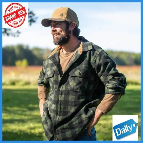 Men's Heavyweight Fleece Button-Up Shirt with Chest Pocket
